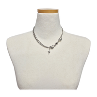 [cocopur] Collier coréen en alliage plaqué argent Éclipse lunaire, chaîne double couche, pendentif lune en cristal, pendentif étoile, nuit céleste