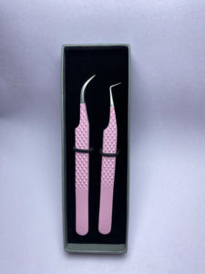 ชุดเครื่องมือต่อขนตาแบบโค้งและ90องศาสีชมพูสำหรับเด็กทารกพร้อมกล่องและกระจกติดขนตา - Product Image 3