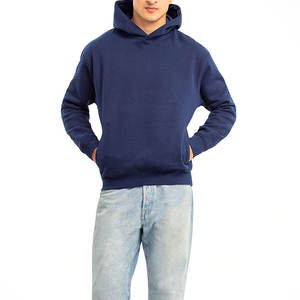 Sudadera con Capucha Extra Grande para Hombre, 100% Algodón, Gruesa para Invierno, con Bolsillos Laterales, Estilo Urbano, Sin Cordones, Felpa Lisa Teñida - Product Image 2