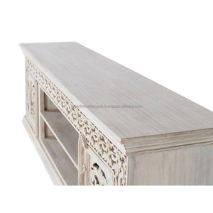 Hot Selling Modern Cafe & Restaurant Decorative Hand Curved Wooden Two Drawers TV Unit <b>Stand</b> TVC Media Cabinet - Product Image 3