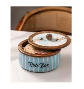 Boîte à roti chapati en bois de première qualité avec couvercle en métal et pince, nouveau design, boîte à roti de qualité supérieure en Inde - Product Image 2