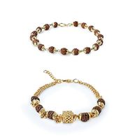 Bracelet Rudraksha traditionnel poli pour frère, avec matériau Tilak et carte de vœux