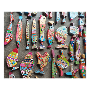 Jouet en bois décor maison poisson en bois artisanat-jouet de poisson en bois poissons en bois pour accessoires peints à la main - Product Image 3