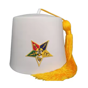 Brodé à la main i flambant neuf personnalisé Oes blanc Fez ordre de l'étoile de l'Est haute qualité sur mesure blanc Fezzes personnalisé - Product Image 3