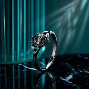 Jeulia Thorn Bypass <b>Black</b> Rutilated Quartz Engagement <b>Ring</b> - Product Image 4