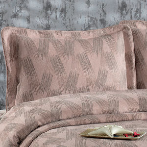 Parure de lit Guzide CAPRICE 4 pièces rayée en chenille 100% tissée anti-acariens, motif rose séchée, taille King, pour usage domestique, fabriquée en Turquie - Product Image 2