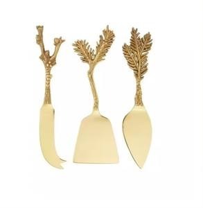 Ensembles de fromage en laiton Top taille personnalisée couteau à beurre à fromage en métal ensemble de 3 avec ensembles de couverts à fromage polonais mat - Product Image 3