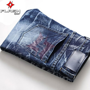 Pantalones Vaqueros Unisex Transpirables con Roturas y Pintura, Estilo Casual de Verano, Corte Ajustado, Pierna Recta, Denim Desgastado, Pantalones de Motociclista para Todas las Temporadas - Product Image 3