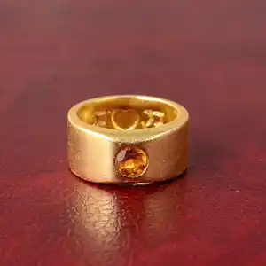 Ding Ran diseño especial en forma de corazón anillo de circón joyería de acero inoxidable chapado en oro joyería de pareja - Product Image 1