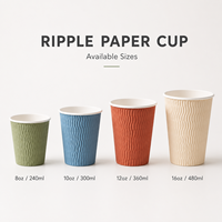 Cangkir Kopi Ripple Desain Berongga Dinding Ganda Anti-panas Ramah Lingkungan dengan Cetak Kustom Label Pribadi