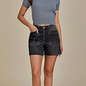 Short en jean respirant pour femmes du Pakistan Short en jean décontracté sans couture parfait pour les shorts d'été - Product Image 6