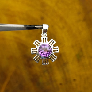 จี้อเมทิสต์อเมทิสต์สีเงินสเตอร์ลิง925แบบเรียบง่ายสร้อยคอแฮนด์เมดเก๋ไก๋จี้ชั้นดีและเสน่ห์สำหรับขายส่ง - Product Image 4