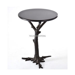 Material de mármol superior Estilo moderno Diseño de árbol superior negro Base Metal Aluminio Mesa auxiliar Nueva llegada Casa moderna - Product Image 1