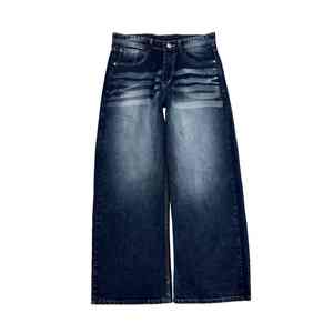 Pantalones Vaqueros Desgastados Oscuros de Moda Urbana, Estilo Vintage Desteñido al Sol, Ropa Urbana Hip Hop, Jeans Holgados de Corte Recto para Hombre - Product Image 6