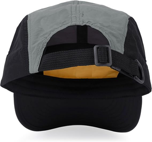 Casquettes de camping en nylon non structurées à 5 panneaux, à visière légèrement incurvée, avec boucle, logo personnalisé imprimé, pour hommes et femmes, idéales pour le camping et la pêche, à faible coût. - Product Image 6