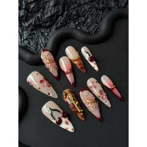 Crimson Sakura at Sunset Press on Nail Art - Product Image 2