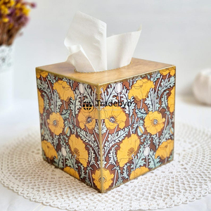Boîte à mouchoirs et support de luxe écologiques en bois imprimé émail élégant Tradebyd pour la décoration intérieure - Product Image 1