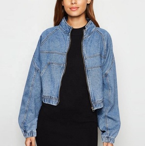 แจ็กเก็ตยีนส์ลำลองสำหรับผู้หญิงมาใหม่เสื้อแจ็กเก็ตยีนส์ฟอกเอวยางยืดมีซิปสำหรับ2023 - Product Image 2