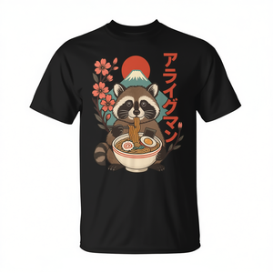 T-shirt Anime con Procione che Mangia Ramen per Scopi Promozionali - Product Image 2