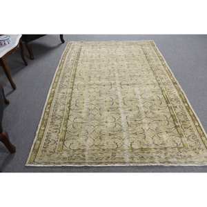 Classique Beige Marron 5X7 ft Laine Fourrure Tapis Turc Patchwork Conception pour Entrée Salon Chevet Rectangle Couloir Forme Latex - Product Image 2