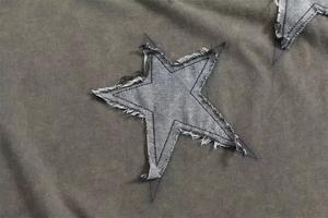 Acid <b>Wash</b> High Quality TShirt for Men Drop Shoulder Oversize TShirt Vintage Crew Neck Sports Fitness Distressed Applique OEM - Product Image 5