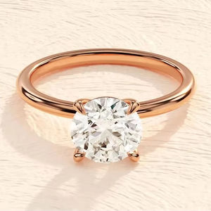 Anillo Minimalista de Plata de Ley Chapado en Oro Rosa con Moissanita Engastada en Puntas para Mujer, Anillo de Compromiso, Aniversario o Boda - Product Image 3