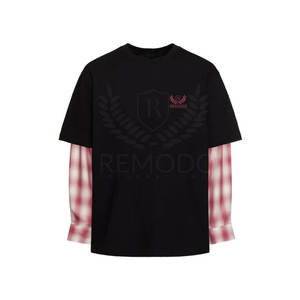 Camiseta transpirable de doble capa personalizada de alta calidad, precio superior, 100% algodón, Impresión de logotipo personalizado, camiseta de doble capa para hombre - Product Image 1