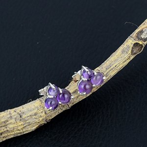 Handmade Dainty 925 Sterling <b>Silver</b> Bezel Setting Purple Fancy Cut Amethyst Gemstone <b>Stud</b> Earrings for Women & Girls Gift - Product Image 4