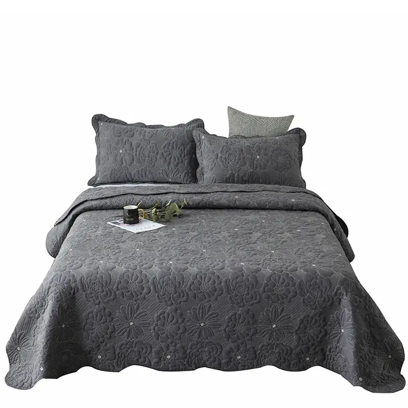 SP125 Factory Price Solid Color Bedspreads Cotton Home Coverlet King Coverlet Set Bed Spread Bed Cover For All Season