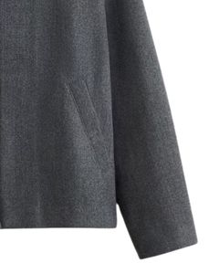 Chaqueta Clásica de Lana Gris Oscuro con Cierre para Hombre, con Cuello de Pico y Bolsillos Laterales, Ropa Exterior Minimalista Cálida para Invierno en Color Carbón - Product Image 5