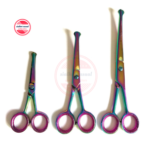 Ciseaux de toilettage à lame incurvée pour animaux de compagnie | Ciseaux de toilettage pour chiens en acier inoxydable ciseaux de toilettage pour animaux de compagnie ciseaux à pointe ronde Logo personnalisé - Product Image 1