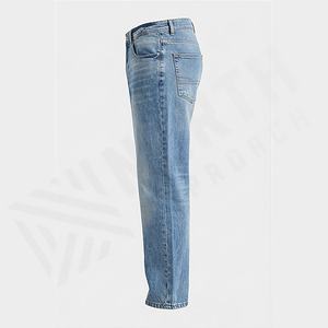 Jeans en denim pour homme, lavage à l'acide, couleur personnalisée, coupe slim, logos personnalisés, effet usé, grande taille, pantalon de style haut de gamme, vente en gros, coton durable - Product Image 3
