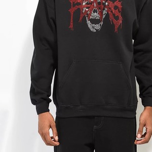 Sudadera con Capucha Unisex de Felpa Personalizada con Pedrería, 100% Algodón, Diseño Brillante con Cristales, Ropa de Calle Invernal, Ecológica, al por Mayor - Product Image 3