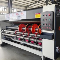 Machine semi-automatique de fabrication de boîtes en carton 4 couleurs pour imprimante, rainureuse, découpeuse, plieuse-colleuse en ligne, nouvelle pour pizza, fruits, boissons