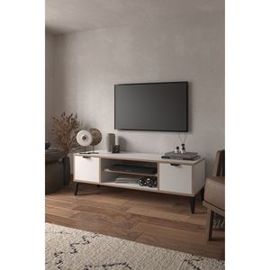 Arden-Soporte de TV de melamina de 2 estantes, consola de entretenimiento moderno para el hogar, muebles para sala de estar, uso en apartamento y Hospital - Product Image 4