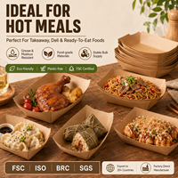 Bandeja Desechable para Comida con Borde Plegado, Diseño Kraft, para Servir Hot Dogs, con Logotipo Personalizado