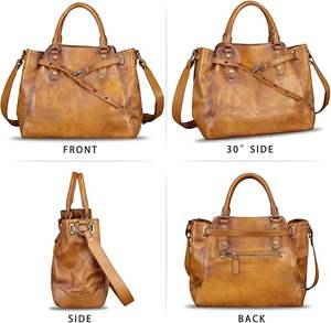 Sac fourre-tout en cuir de vachette élégant et élégant pour femmes sac à main à bandoulière mode OEM personnalisable accessoire de vente en gros - Product Image 3