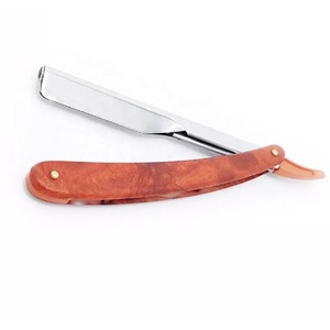 Wooden Handle Cut Throat Barber Razor Folding Single Blade Stainless Steel Cutting Shaver BY ZACHARAY INDUSTRIES - Product Image 1
