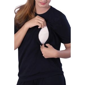 เสื้อคุณแม่เที่ยงคืนสีดำลำลองผ้าคอตตอนเนื้อนุ่มระบายอากาศได้ทรงหลวมเข้ารูปสำหรับคนท้องให้นมบุตรสวมใส่สบายสำหรับหญิงตั้งครรภ์ - Product Image 4