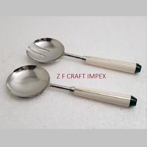 ช้อนตักสลัดสแตนเลสด้ามข้อต่อทำจากเรซินสีเงิน2สีเครื่องมือดีไซน์ใหม่ - Product Image 2