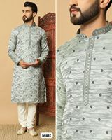Ensemble de pyjama élégant pour homme en rayonne, à séchage rapide, avec jacquard épais et paillettes, idéal pour les saisons festives - mariages, fêtes, Diwali