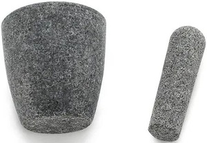 Mortier et pilon en marbre en céramique artisanal petit carré broyeur en pierre naturelle pour herbes épices sel emballé dans une boîte - Product Image 3