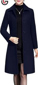 Abrigo de Gabardina de Lana para Mujer, Color Negro Granate, Nuevo, Transpirable, Cálido para Invierno, Tejido, de Alta Calidad, Personalizable - Product Image 6