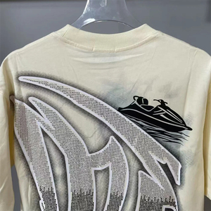 T-shirt pour homme à manches courtes, beige, avec logo personnalisé, diamant, de haute qualité, vêtements de marque - Product Image 6