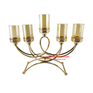 Fiesta DE BODA Decoración de oro Aluminio Plata Acabado 5 brazos Hecho a mano T Luz Portavelas Soporte - Product Image 5