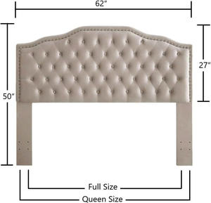 Tête de lit moderne TRIHO-HB-069, taille Queen/Full, capitonnée en velours avec clous décoratifs, mobilier de chambre haut de gamme - Product Image 2