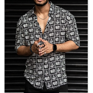 เสื้อฮาวายแขนสั้นสำหรับผู้ชาย, เสื้อโพลีเอสเตอร์ระบายอากาศได้ดีกันรอยยับเป็นมิตรต่อสิ่งแวดล้อม - Product Image 2