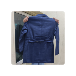 เสื้อโค้ทกันหนาวคอตตอน100% วินเทจของผู้ชายเสื้อโค้ทกันหนาวบุขนแกะที่อบอุ่นกันลมมีกระเป๋าแบบสีทึบยาวคลุมเข่า - Product Image 2