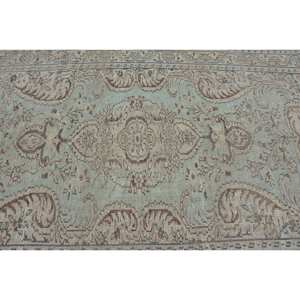 Tapis turc vintage bleu beige classique 5.2x8.9 pieds laine Patchwork tapis de salon avec support en latex pour adolescents - Product Image 5