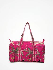 Sac de voyage week-end de luxe imprimé à la main en tissu indéformable, écologique, avec fermeture éclair, grande capacité, fabriqué au Rajasthan - Product Image 5